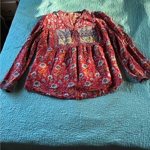 Lucky Brand Red Floral Blouse